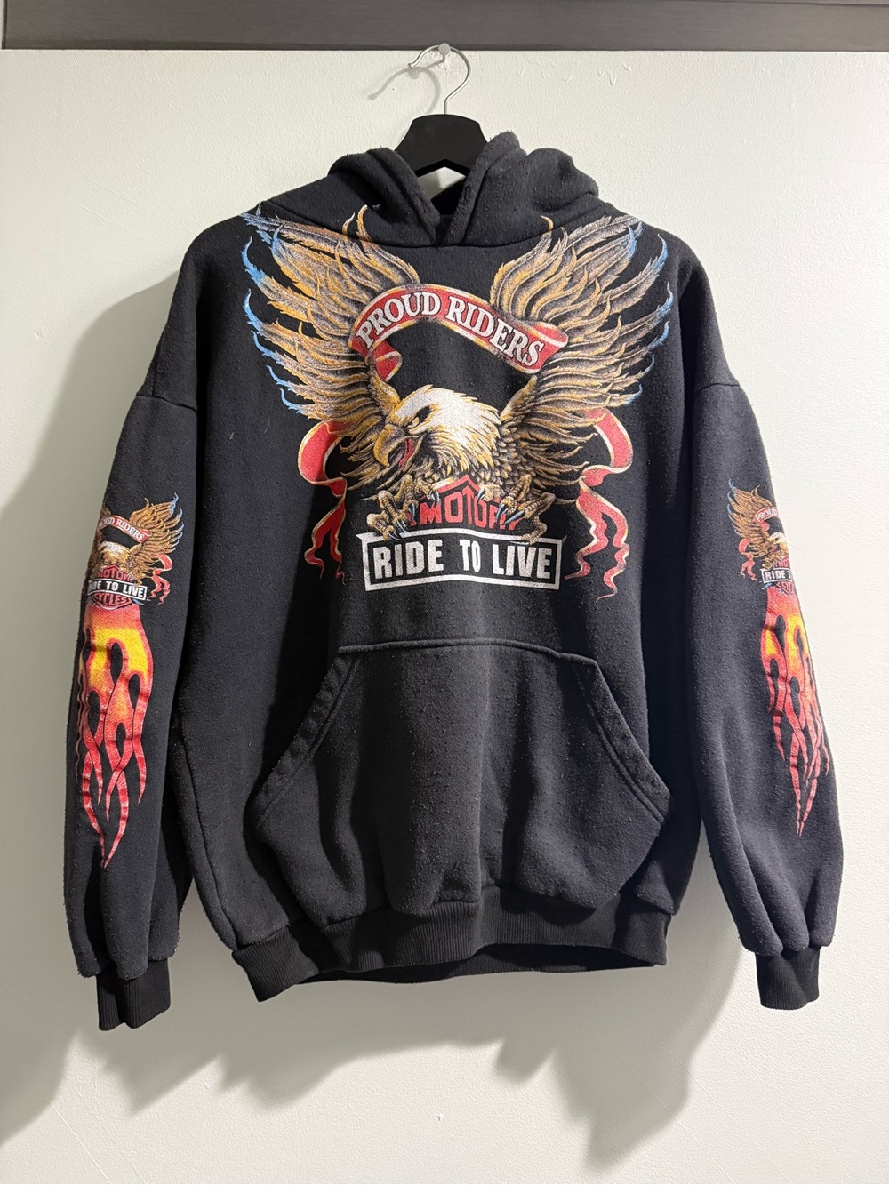 Vintage Biker Flame Hoodie